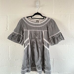 Free People Black and White Mini Dress - Sunny Day Dress